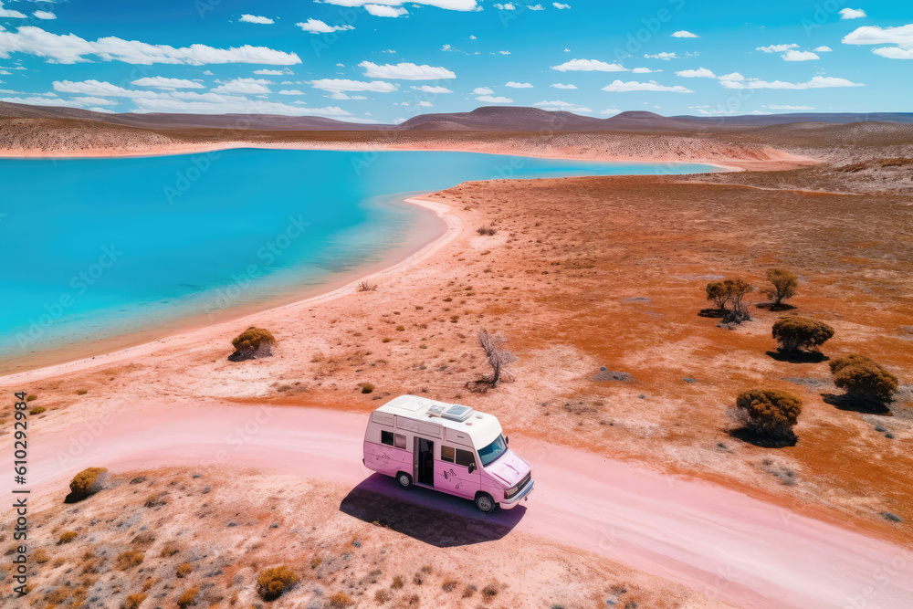 RV by the pink beach.