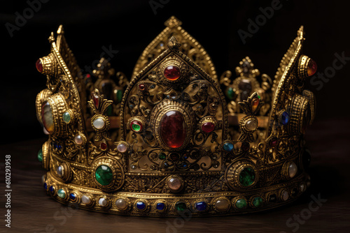 Royal Crown With Ancient Symbols, Embodying Regal Wisdom. Generative AI