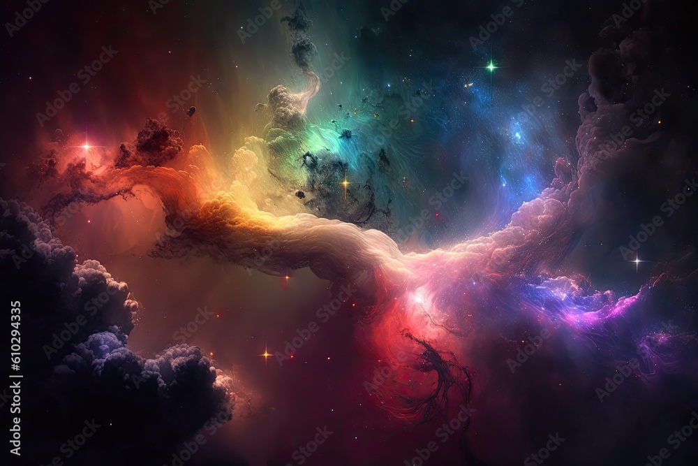 Abstract color space background with nebulae and stars