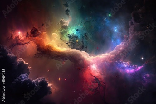Abstract color space background with nebulae and stars