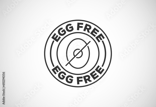Egg free labels badge logo sign for food package seal. 100 percent egg free flat vector illustration