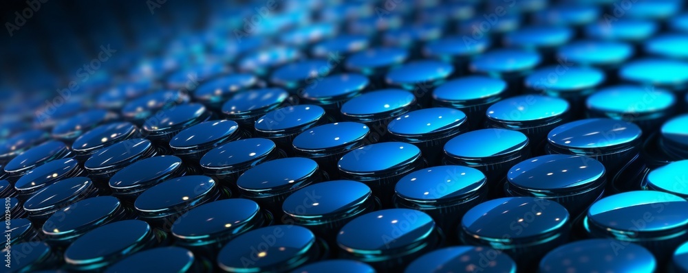 Obraz premium Futuristic dark metal background with glowing blue light Generative AI