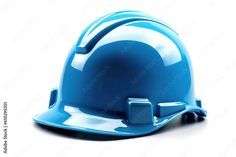 blue construction hard hat isolated on white background. Generated by AI. blue construction hard hat isolated on white background. Generated by AI.