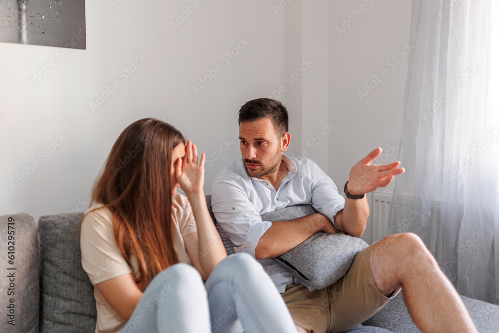Couple having a fight at home Couple having a fight at home