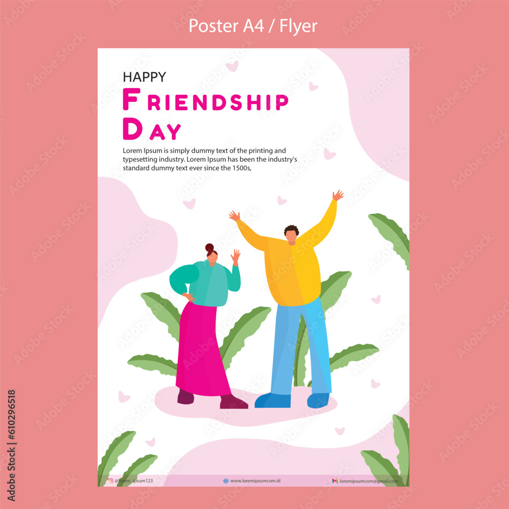A4 happy Friendship Day flyer vector illustration design