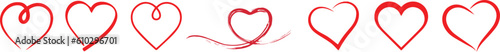 Horizontal set for Ink Brush hearts. Heart Symbol. heart icon, love symbols, shaped logo. romance, valentines, valentine, romantic, concept, card, marriage, two, valentine day, heart love