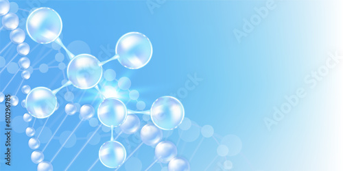 Hyaluronic acid hair and skin solutions ad, blue collagen serum drop with cosmetic advertising background ready to use, illustration vector.	