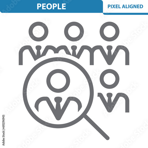 Human Resources Icon. Job Interview, Hiring, Firing, Magnifier, Magnifying Glass
