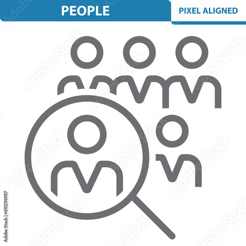 Human Resources Icon. Job Interview, Hiring, Firing, Magnifier, Magnifying Glass