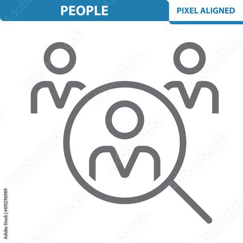 Human Resources Icon. Job Interview, Hiring, Firing, Magnifier, Magnifying Glass
