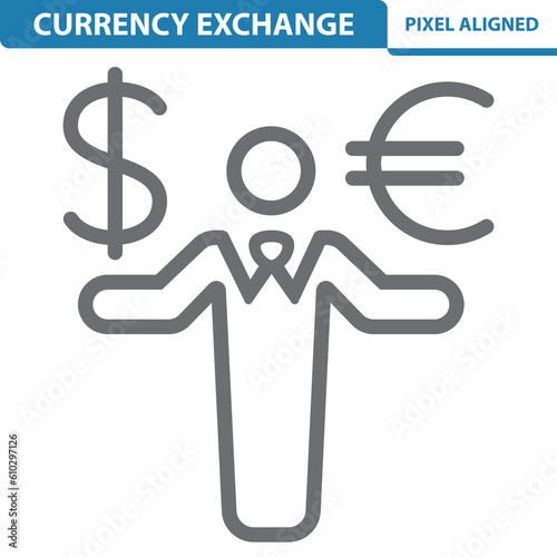 Currency Exchange Icon. Banker, Broker, Investing, Investor, Businessman, Euro, Dollar