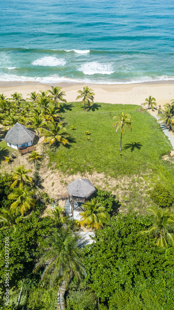 Imbassai Beach, Bahia. Aerial view of nature and sea. Imbassai Beach, Bahia. Aerial view of nature and sea.