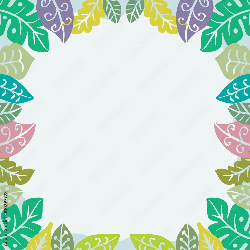 Hand drawn doodle frame with leaves background. Hand drawn doodle frame with leaves background.