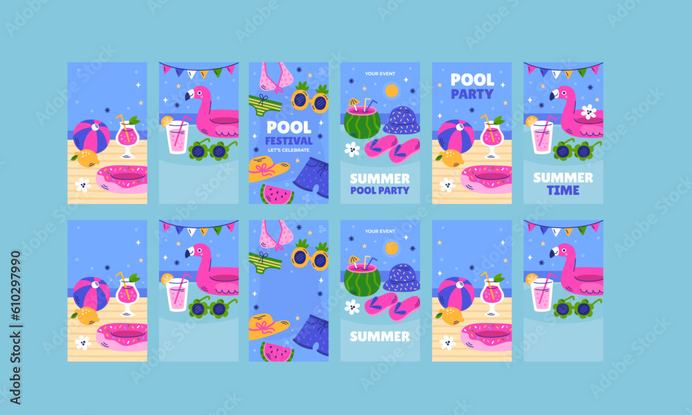 pool festival vector illustration flat design