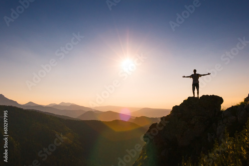 Mountain adventure, person walking on the beautiful route