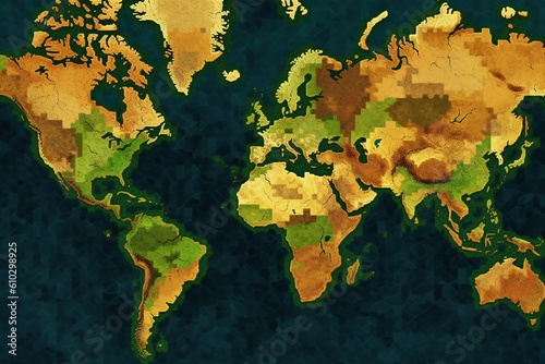 Pixelated earth globe map Generative AI