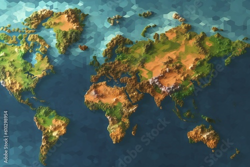 Pixelated earth globe map Generative AI