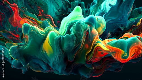 Abstract background with bright paint colors, generative AI.