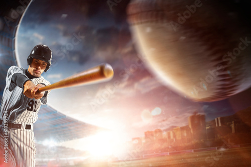Photography Professional baseball player in action on grand arena