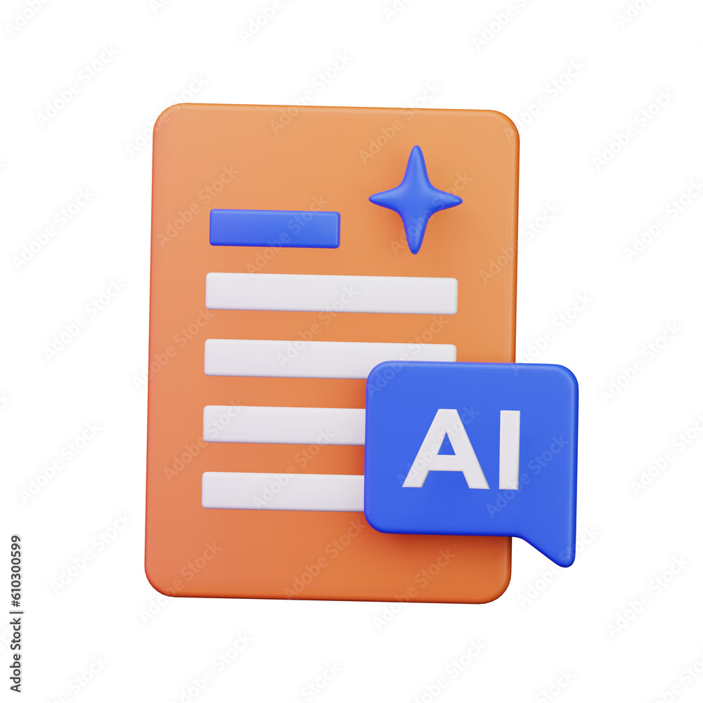 document paper text written by smart chat ai assistant 3d render icon illustration design document paper text written by smart chat ai assistant 3d render icon illustration design