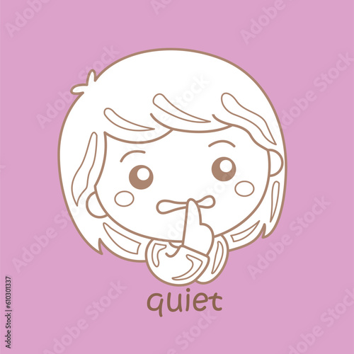 Alphabet Q For Quiet Vocabulary School Lesson Reading Writing Digital Stamp Outline