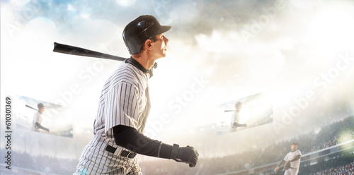 Photography Professional baseball player in action on grand arena