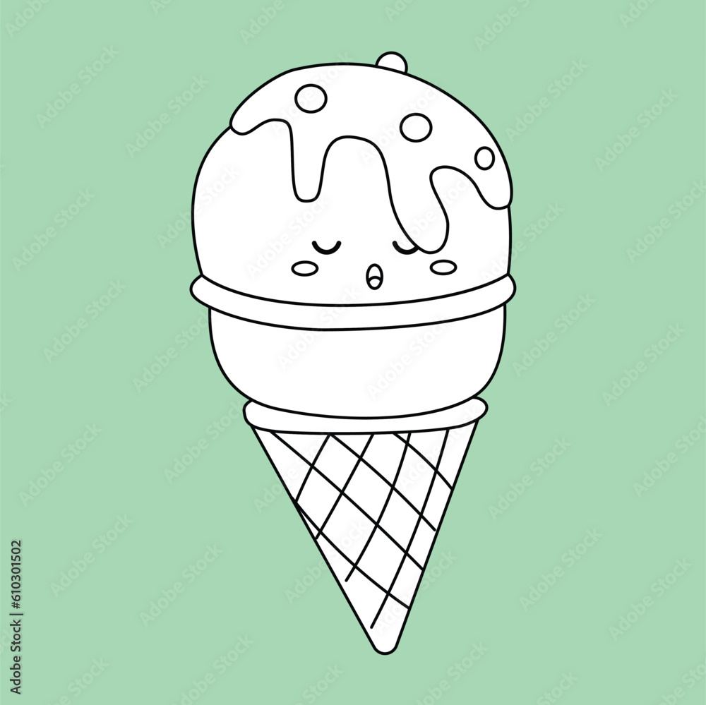 Cute Ice Cream Flavor Dessert Snack Doodle Cartoon Digital Stamp Outline Cute Ice Cream Flavor Dessert Snack Doodle Cartoon Digital Stamp Outline