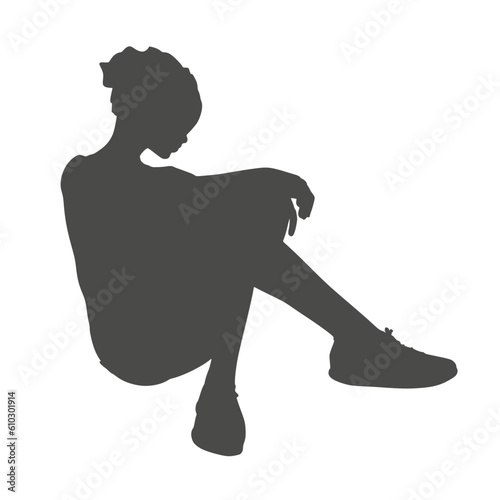 Beautiful woman resting after exercise. Sport girl illustration. Young woman silhouette