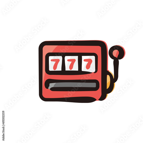 Slot machine - Casino icon/illustration (Hand-drawn line, colored version)