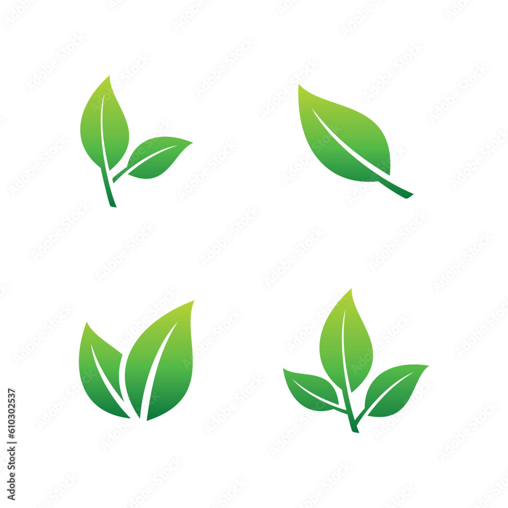 Green Leaf Vector, Eco Leaves Spa Logo Template