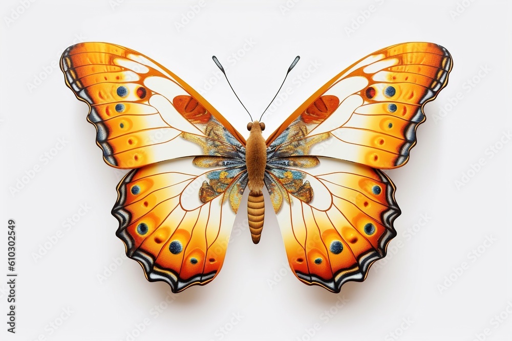 Fototapeta premium colorful tropical butterfly isolated on white background. Generated by AI.
