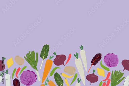Farmer market vegetable background banner with copy space. Farmer market summer event urban background banner poster design vector illustration. Trendy for food festival market. 