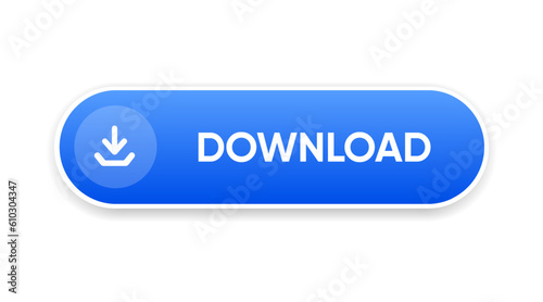 3D download button icon. Upload icon. Down arrow bottom side symbol. Click here button. Save cloud icon push button for UI UX, website, mobile application.