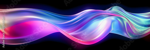 Iridescent Neon Curved Wave: Abstract Fluid 3D Render Illustration for Vibrant Motion Backgrounds