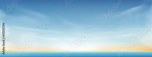 Wallpaper Mural Morning Sky, Horizon Spring Sky Scape in blue by the Sea,Vector of nature cloud, sky in sunny day Summer, Horizon picturesque banner background for World environment day,Save the earth or Earth day Torontodigital.ca