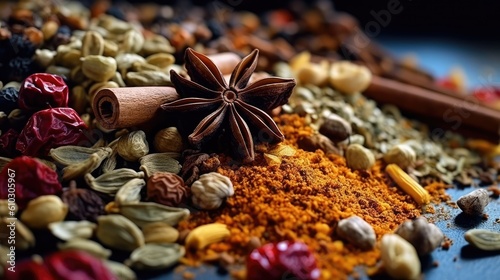 a closeup magazine quality shot of a traditional spices, insane details, angles, current events - generative AI