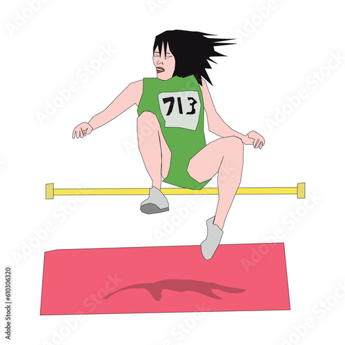 Illustration of a girl in a track and field competition. Vector illustration