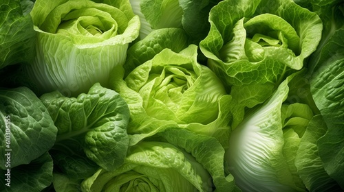 iceberg lettuce leaves layered on top of each other, showcasing different shades of green