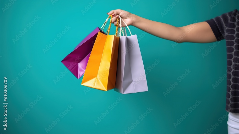 person holding shopping bags. Generative AI
