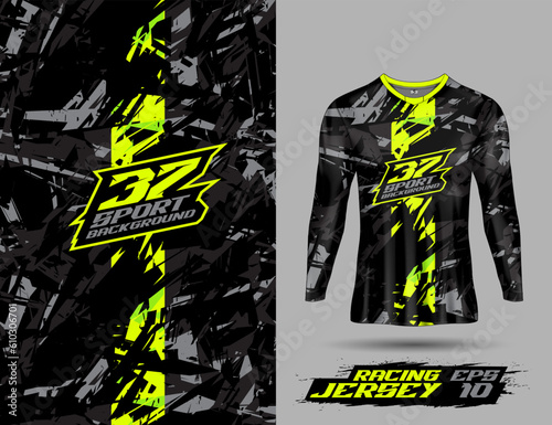 Shirt template abstract background for extreme jersey team, racing, cycling, leggings, football, gaming and sport livery.