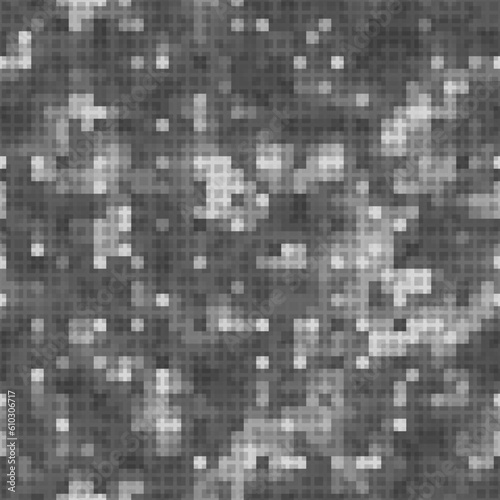 Military camouflage seamless pattern. Urban gray digital pixel style. © Andrew