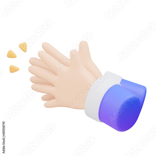 Hand clapping gesture 3d illustration