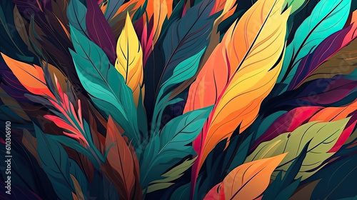 abstract colorful autumn leaves illustration background for designers. Generative AI