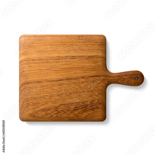 Wooden cutting board or chopping board isolated on a transparent background, PNG. High resolution.