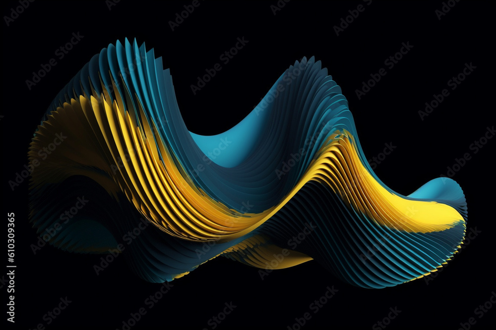 Abstract wave background, radiating with vibrant hues of yellow and ...