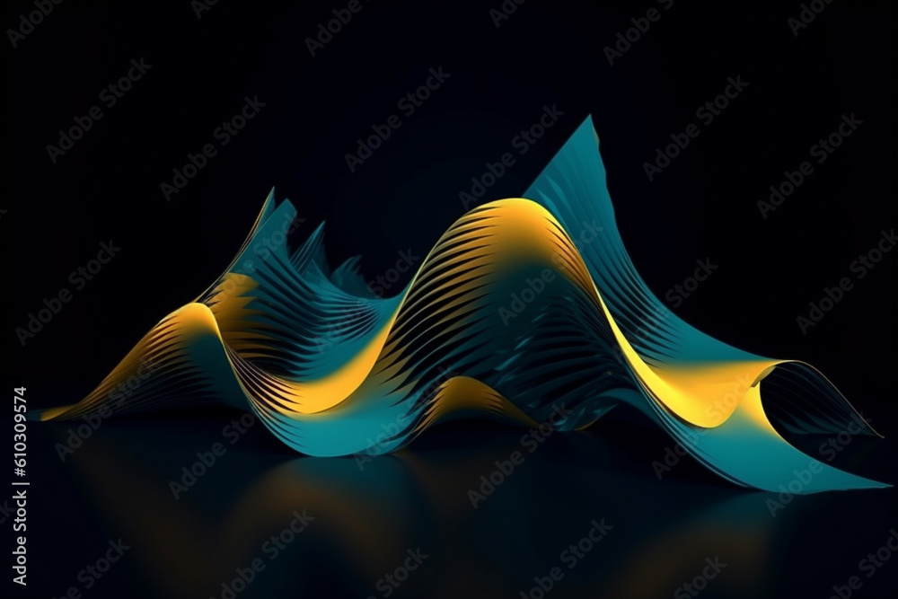 Abstract wave background, radiating with vibrant hues of yellow and ...