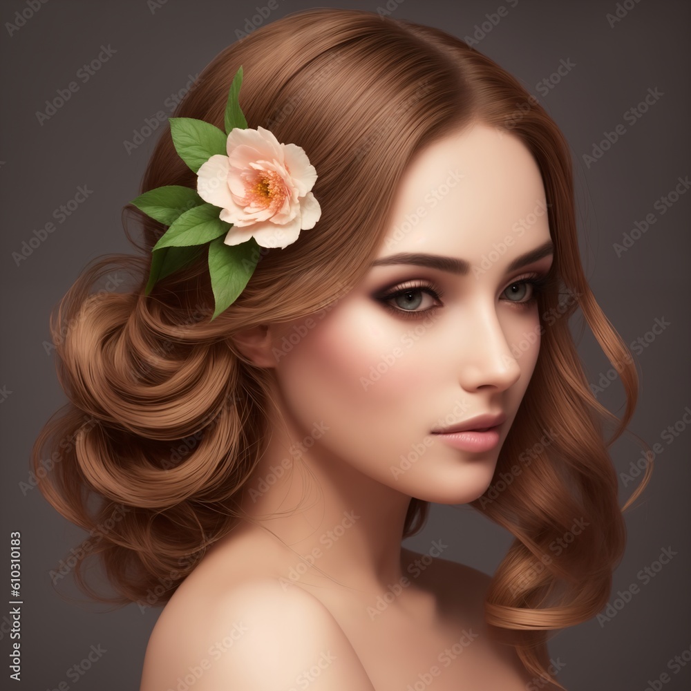 beautiful young woman with flowers. Beauty industry. Advertising of cosmetics and perfumes beautiful young woman with flowers. Beauty industry. Advertising of cosmetics and perfumes