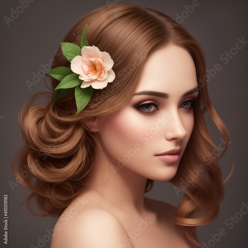 beautiful young woman with flowers. Beauty industry. Advertising of cosmetics and perfumes