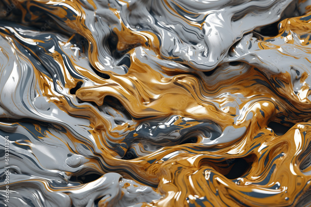 Molten gold and silver blend together in a harmonious dance of shimmering brilliance. This artwork embodies the alchemical fusion of precious metals, evoking a sense of opulence, elegance. Ai generate Molten gold and silver blend together in a harmonious dance of shimmering brilliance. This artwork embodies the alchemical fusion of precious metals, evoking a sense of opulence, elegance. Ai generate