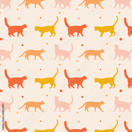 Photography Simple vector seamless pattern with cat silhouette vector illustration, flat des
